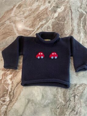 Claver Baby Knit Sweater Boutique Cars Roll Up Egde 100% Cotton Peru 12 Months